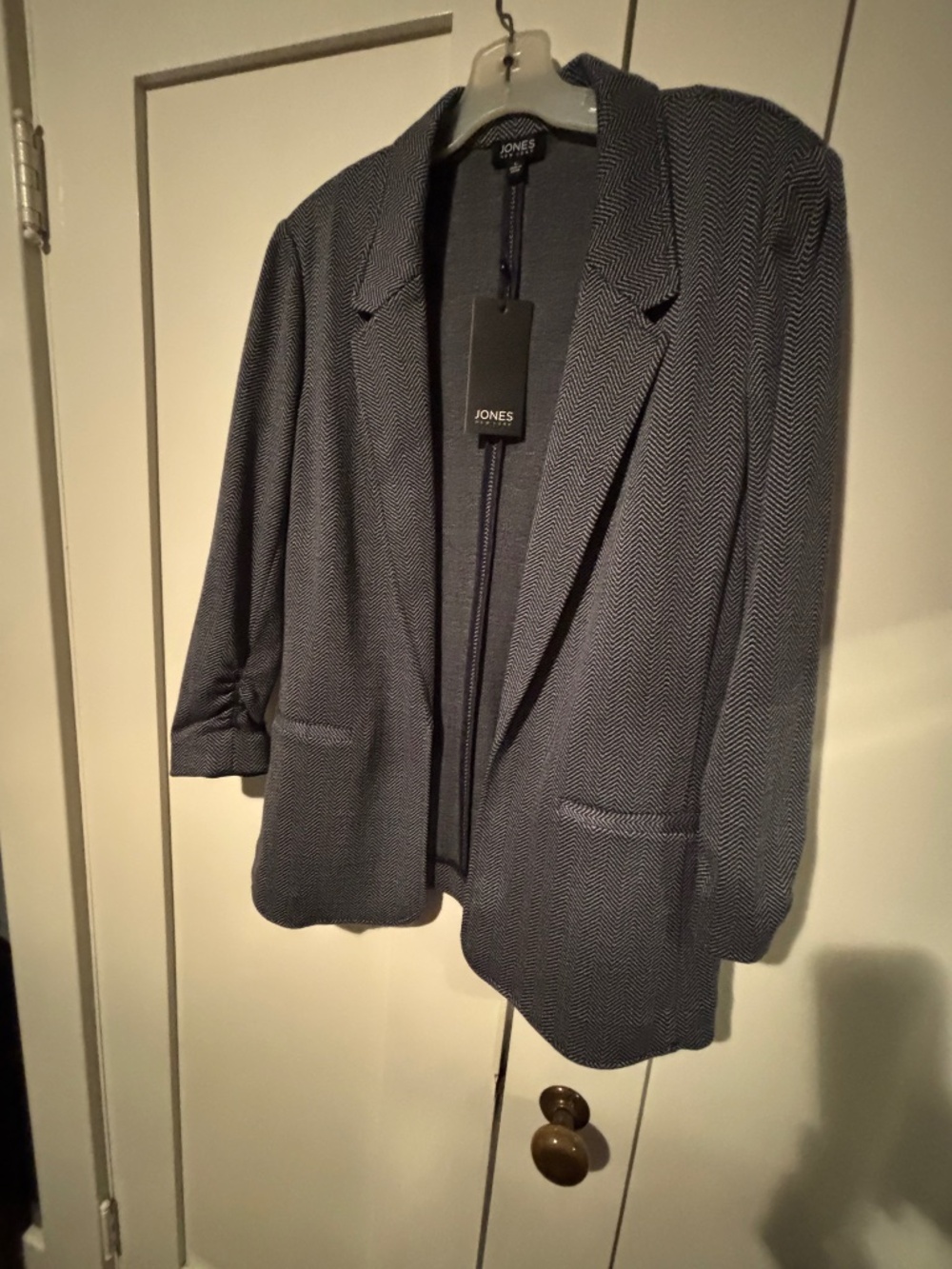 Casual blue herringbone blazer, Jones New York; NWT